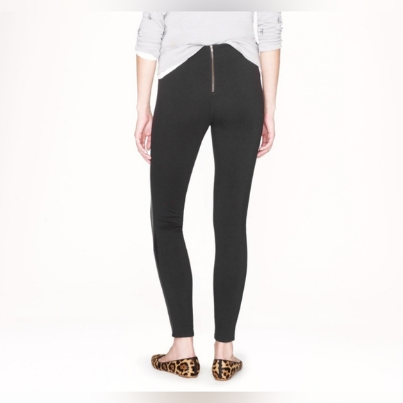 J Crew The Gigi Pant Black Ponte with Faux Leather Stripes Size 2 EUC - Picture 4 of 5